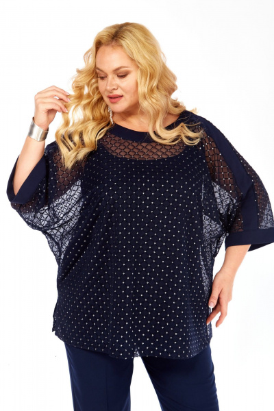 Блуза, топ Элль-стиль 2420а темно-синий - фото 5