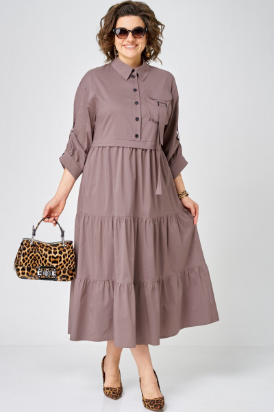 Платье EVA GRANT 7176 молочный_шоколад - фото 9