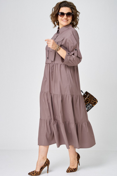 Платье EVA GRANT 7176 молочный_шоколад - фото 8