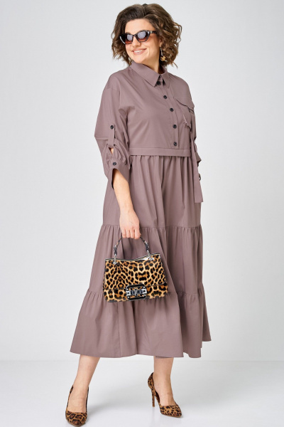 Платье EVA GRANT 7176 молочный_шоколад - фото 4