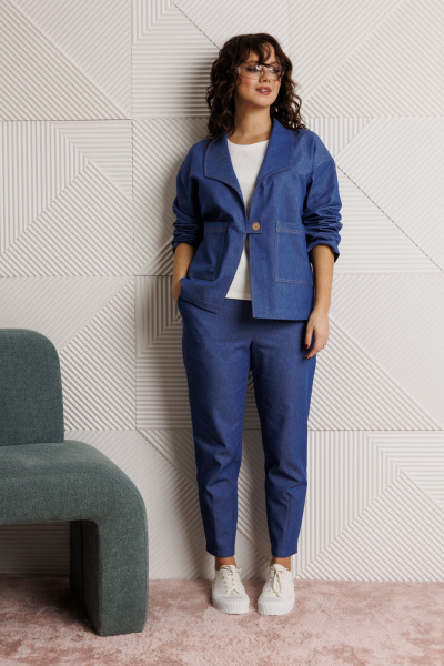 Блуза, брюки, жакет Mubliz 318 синий - фото 23
