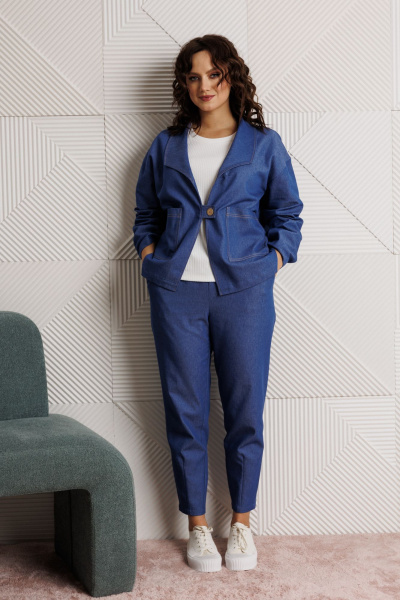 Блуза, брюки, жакет Mubliz 318 синий - фото 2