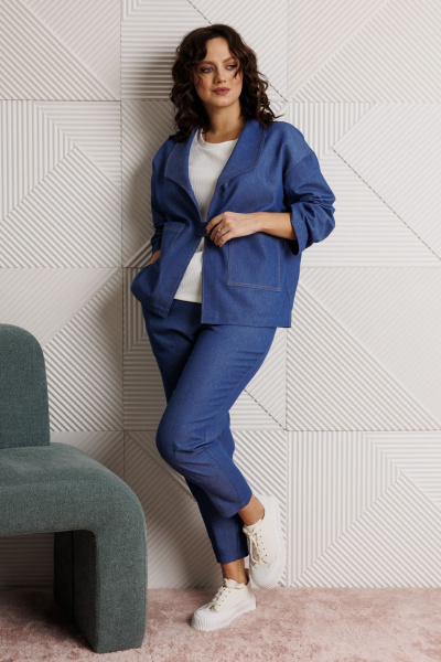 Блуза, брюки, жакет Mubliz 318 синий - фото 22