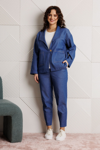 Блуза, брюки, жакет Mubliz 318 синий - фото 18