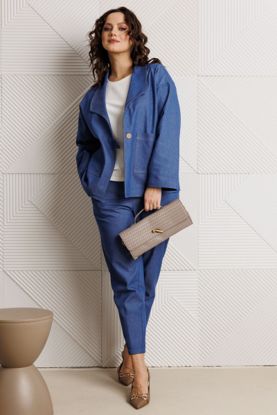 Блуза, брюки, жакет Mubliz 318 синий - фото 17