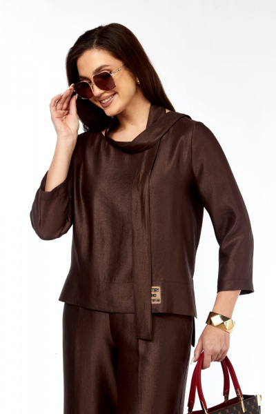 Блуза, брюки Taita plus 2604 шоколад - фото 9
