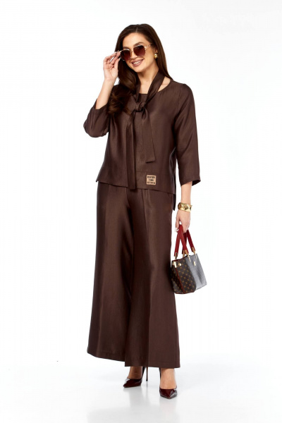 Блуза, брюки Taita plus 2604 шоколад - фото 5
