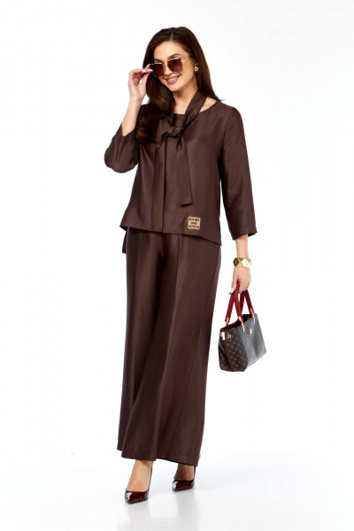 Блуза, брюки Taita plus 2604 шоколад - фото 1