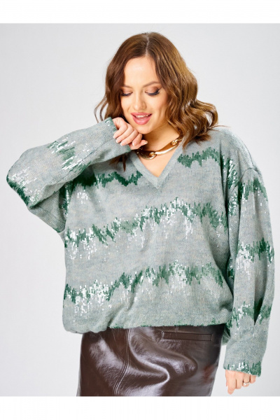 Джемпер Condra 16305 серый-мятный - фото 2