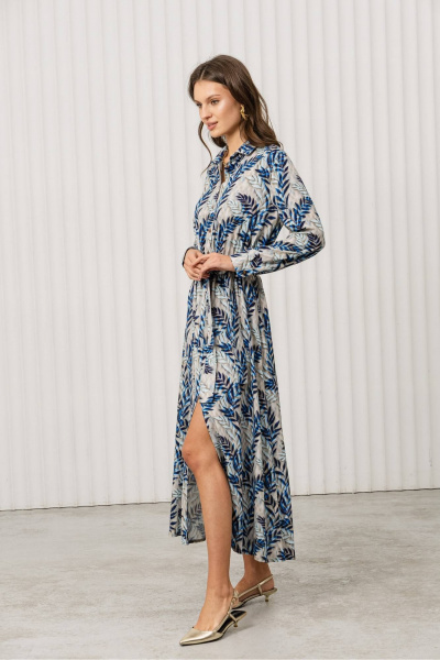 Платье Romgil РТ0130-ВИ2 светло-бежевый, голубой, синий - фото 3