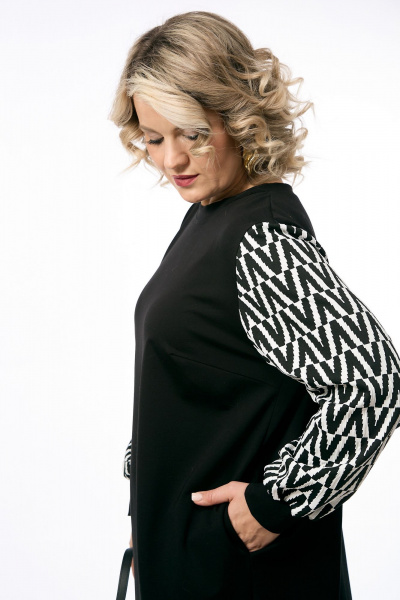 Платье OVERYOU М232 черно-белый - фото 5