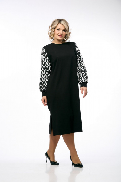 Платье OVERYOU М232 черно-белый - фото 3