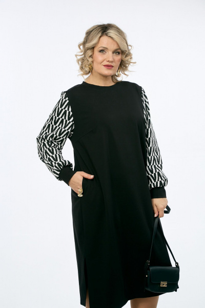 Платье OVERYOU М232 черно-белый - фото 2