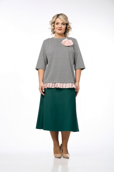 Джемпер, юбка OVERYOU М236 мультиколор_с_изумрудом - фото 1