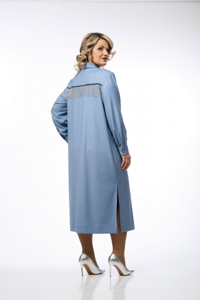 Платье OVERYOU М238 серо-голубой - фото 5