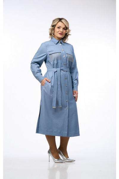 Платье OVERYOU М238 серо-голубой - фото 2