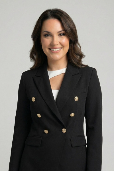 Деловой комплект жакет и брюки из хлопка AURA otd 9182 черный - фото 5