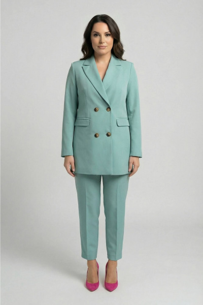 Костюм 2-ка из текстиля с брюками и жакетом AURA otd 9200 шалфей - фото 3
