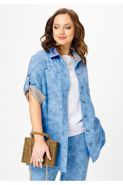 Блуза, брюки, майка, бальзам Твой имидж 2359 голубой_с_принтом - фото 6