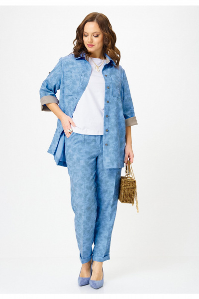 Блуза, брюки, майка, бальзам Твой имидж 2359 голубой_с_принтом - фото 4