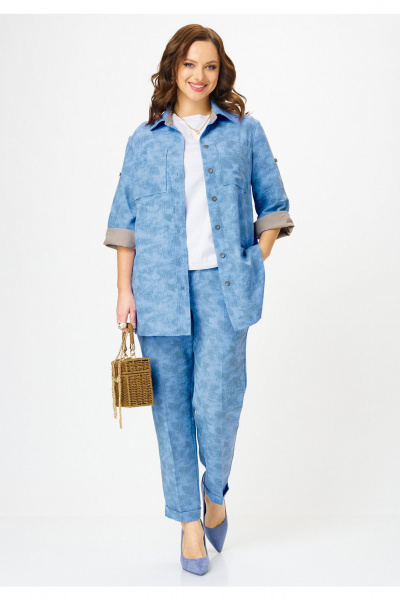 Блуза, брюки, майка, бальзам Твой имидж 2359 голубой_с_принтом - фото 3