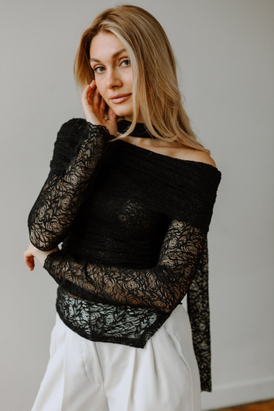 Джемпер, шарф AEQU 220002-black - фото 7