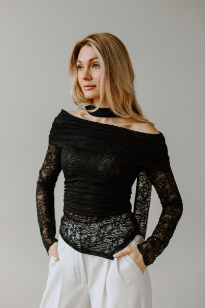 Джемпер, шарф AEQU 220002-black - фото 1