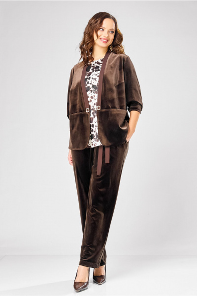 Блуза, брюки, жакет Ольга Стиль С-988 коричневый - фото 3