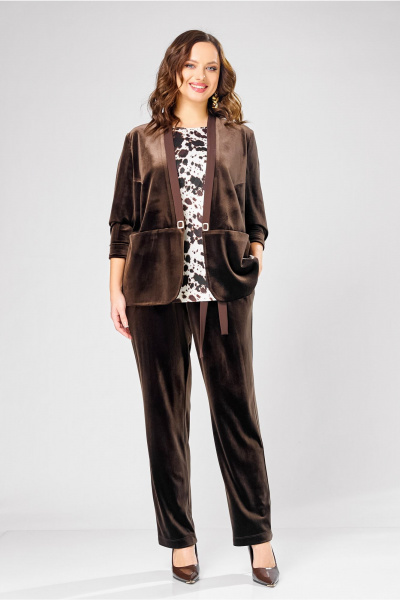 Блуза, брюки, жакет Ольга Стиль С-988 коричневый - фото 2