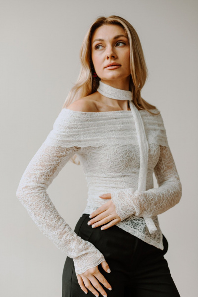 Джемпер, шарф AEQU 220002-white - фото 11