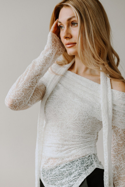 Джемпер, шарф AEQU 220002-white - фото 6