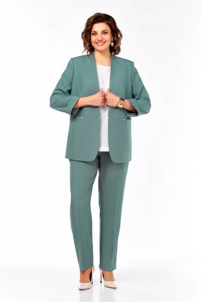 Блуза, брюки, жакет Ольга Стиль С-100 мятный - фото 1