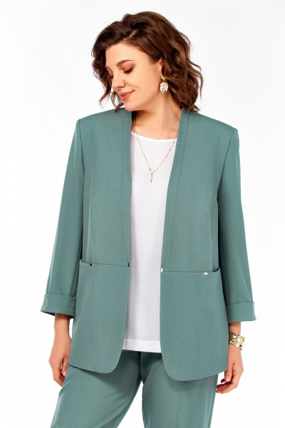 Блуза, брюки, жакет Ольга Стиль С-100 мятный - фото 2