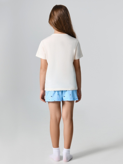 Футболка, шорты Mark Formelle 567727/25-39552ПП-0 молочный_цветы_на_голубой_полоске_3_сл_на_пол - фото 2