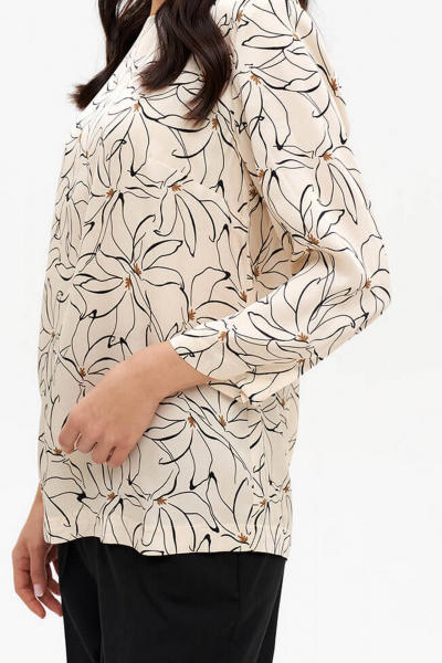 Блуза Nelva 23175 кремово-черный принт - фото 3
