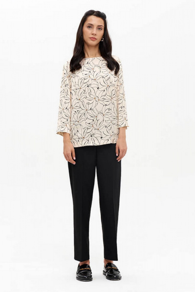 Блуза Nelva 23175 кремово-черный принт - фото 2