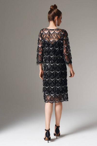 Платье Nelva 51606 серебристо-черный - фото 4