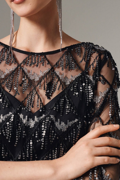 Платье Nelva 51606 серебристо-черный - фото 3