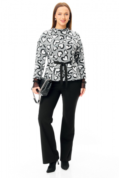 Брюки, джемпер, манжеты T&N 7725 сердечки-черный - фото 1