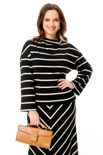 Джемпер T&N 7733 черный_полоска - фото 5