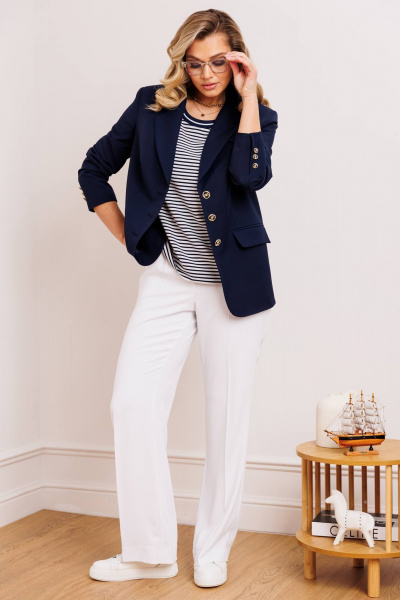 Брюки, жакет, топ Мода Юрс 26-2891 синий - фото 4