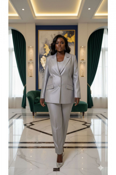 Брюки, жакет Vittoria Queen 27553/2 перламутровый - фото 9