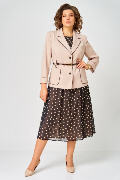 Жакет, платье Karina deLux M-1381 черно-бежевый - фото 9