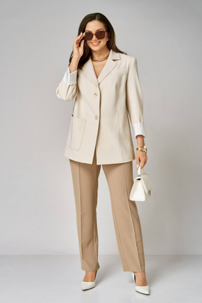 Брюки, жакет Karina deLux M-1365 молочно-бежевый - фото 3