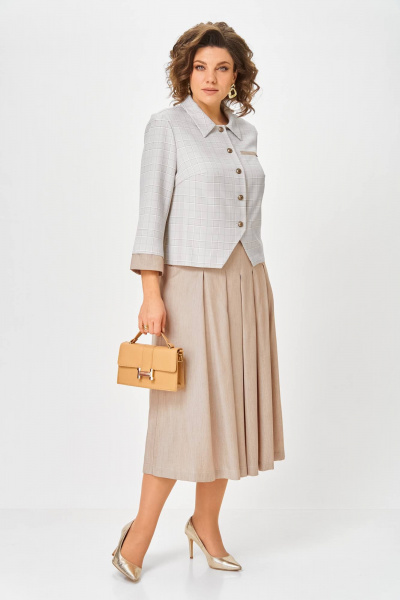 Жакет, юбка Karina deLux M-1418 серо-бежевый - фото 1