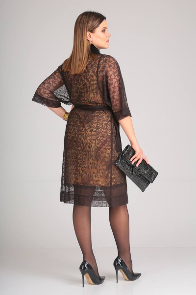 Кардиган, платье Viola Style 5483 коричневый - фото 3