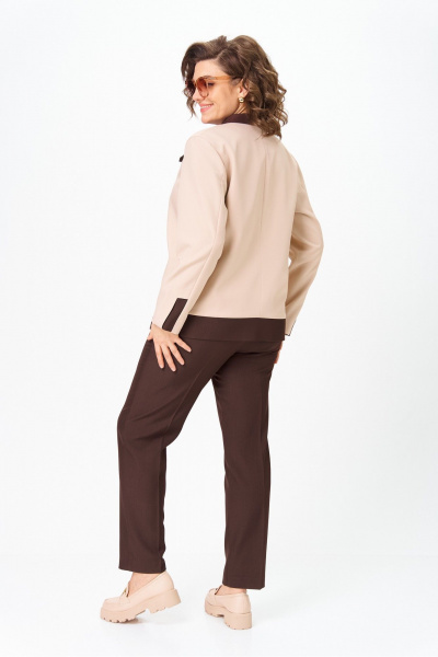 Брюки, жакет Vilena 1144 беж+шоколад - фото 6