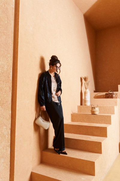 Блуза, брюки, топ Beautiful&Free 6427 черный-латте - фото 14