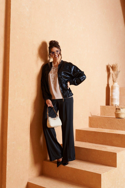 Блуза, брюки, топ Beautiful&Free 6427 черный-латте - фото 12