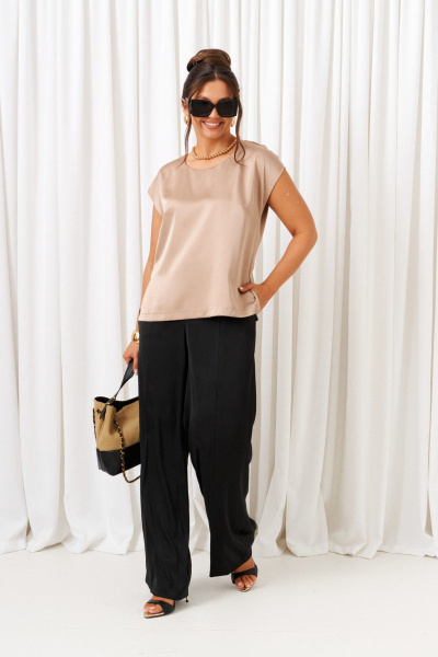 Блуза, брюки, топ Beautiful&Free 6427 черный-латте - фото 8